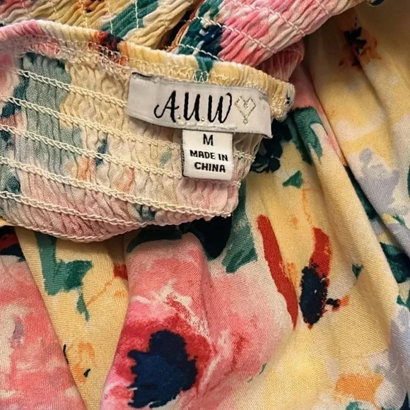 AUW Floral Spaghetti Strap Smocked Back Mini Spring Dress Women’s Size M - Picture 6 of 8